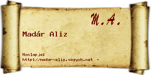 Madár Aliz névjegykártya