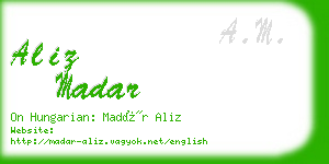 aliz madar business card